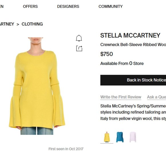 Stella McCartney 100% Virgin Wool Yellow Sweater, Size 36 - Picture 3 of 9